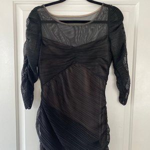 BCBG MAXAZRIA Black Ruched Cocktail Dress M